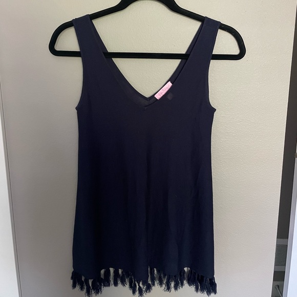 Lily Pulitzer Navy fringe top - Picture 4 of 4